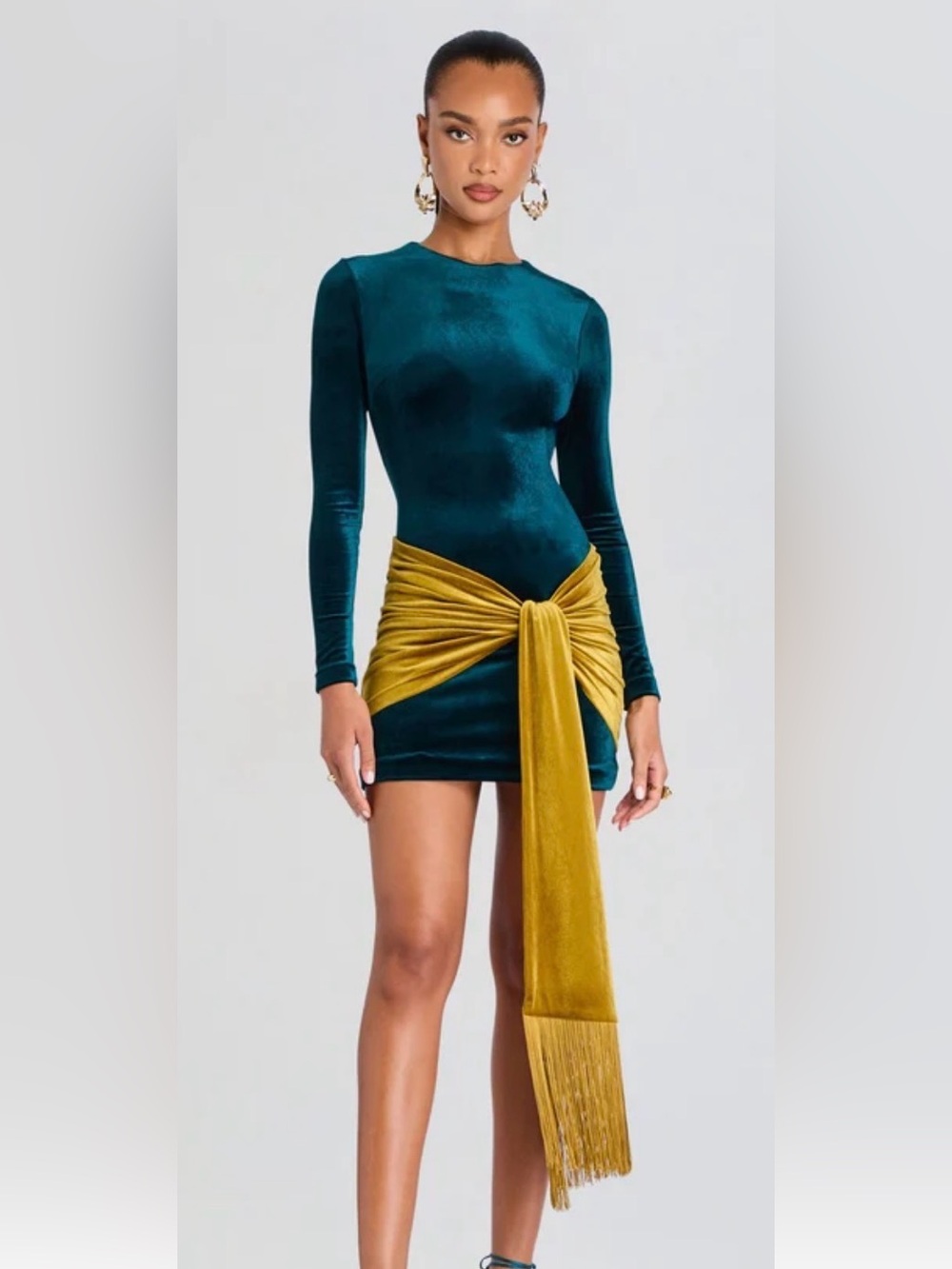 Retrofête Jackson Teal Velvet Mini Dress XS Current Season